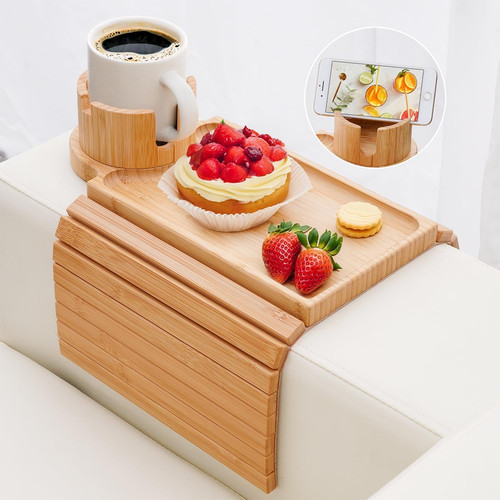 Bamboo couch cup holder - cup, sofa