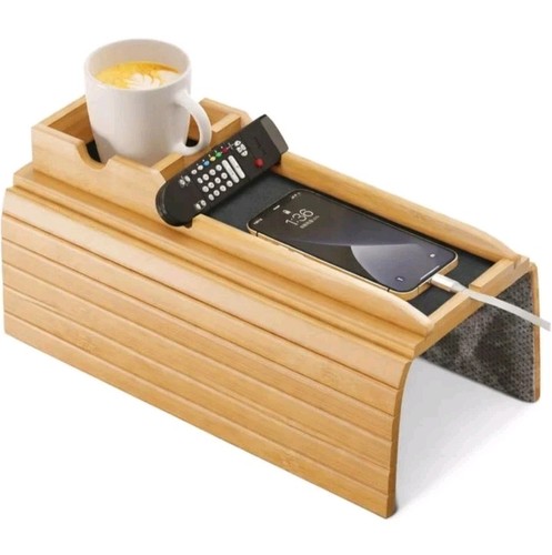 Magnetic bamboo couch arm tray - couch,