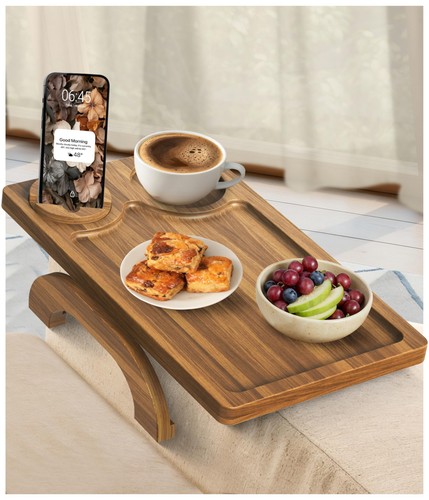 Acacia wood sofa arm tray - acacia,