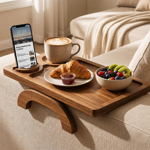 Acacia wood sofa arm tray - tray,