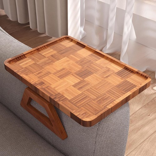 Couch arm tray spliced bamboo - couch,