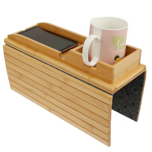 Bamboo couch arm tray - tray, cup