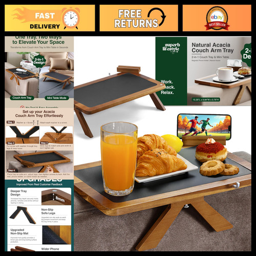 Acacia couch arm - acacia, tray