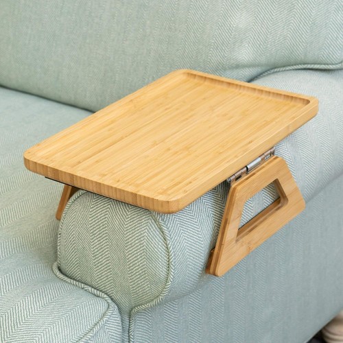 Beige sofa arm tray bamboo - beige,