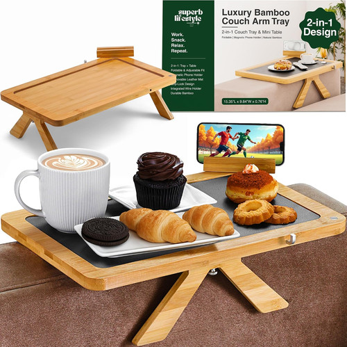 Couch arm tray table - table, with