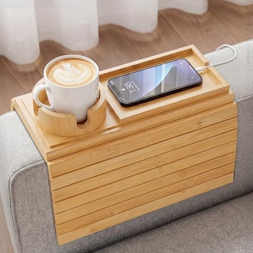 Bamboo sofa armrest tray - bamboo,