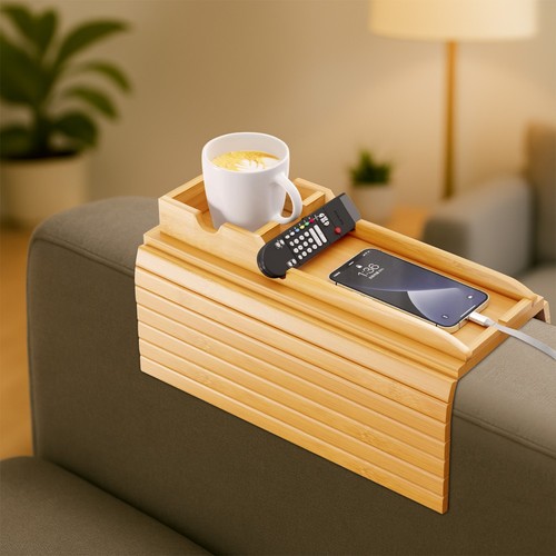 Bamboo sofa armrest - bamboo, tray