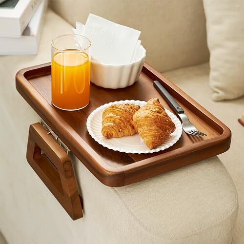 Acacia couch arm table - arm,
