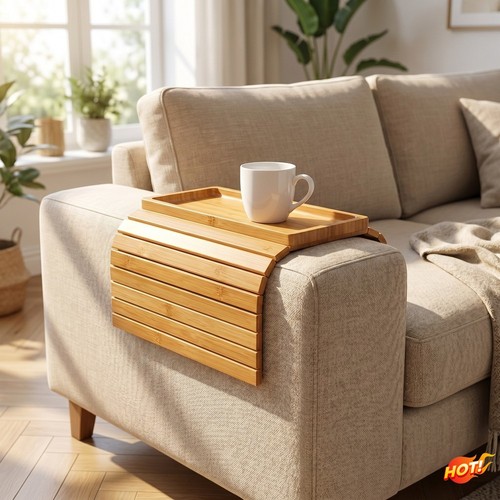 Bamboo sofa arm - bamboo, tray