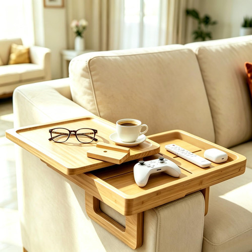 Bamboo sofa arm tray - sofa, rotating