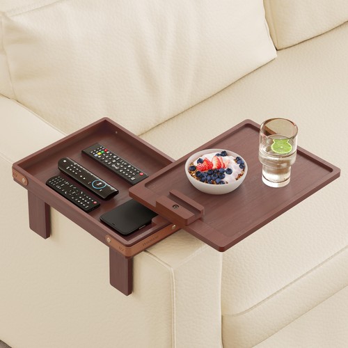 Brown couch armrest table - brown,