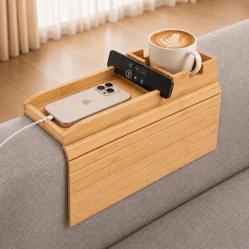 Bamboo couch arm tray - tray, table