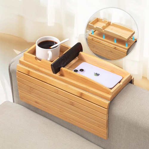 Bamboo couch arm tray - bamboo,