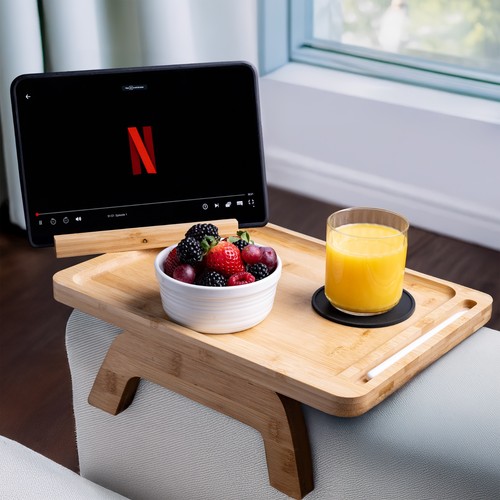 Bamboo couch arm tray table